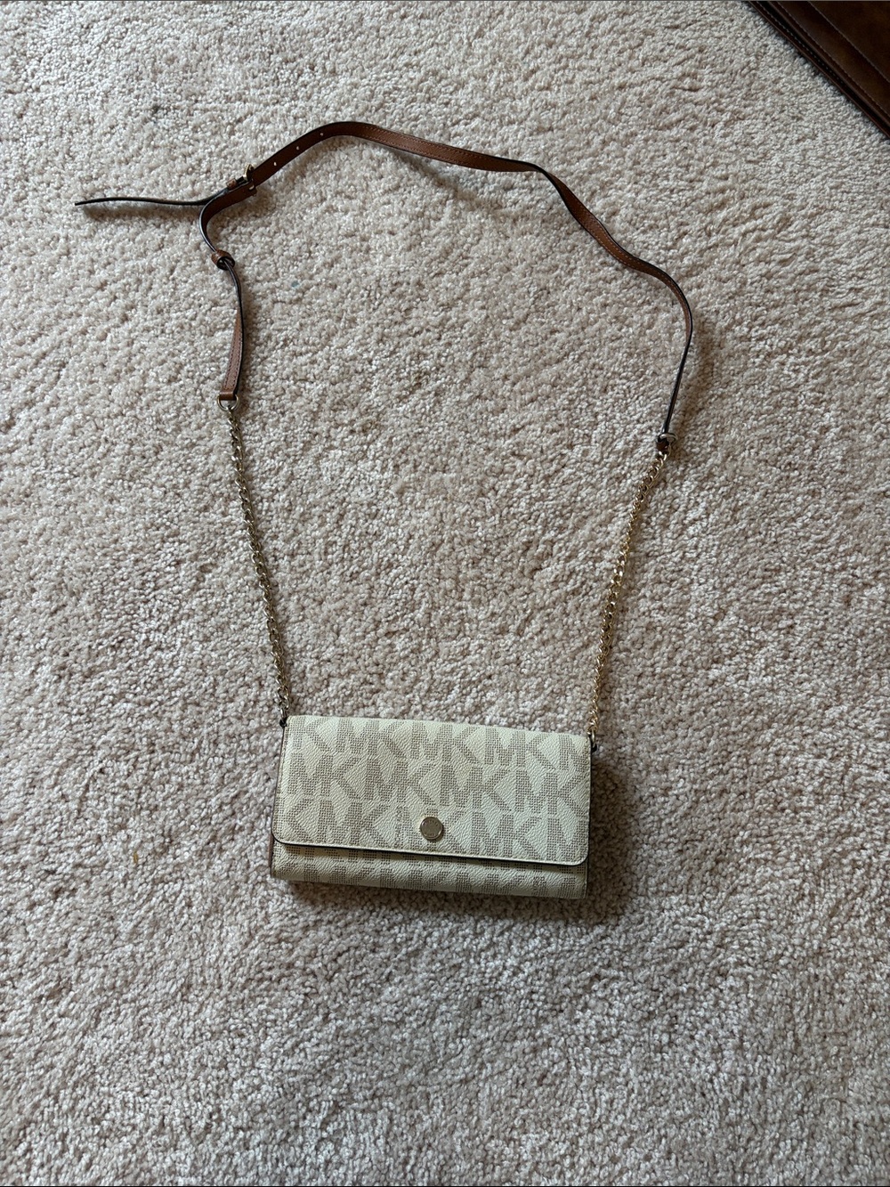Michael Kors Cream Logo Chain-Trim Crossbody